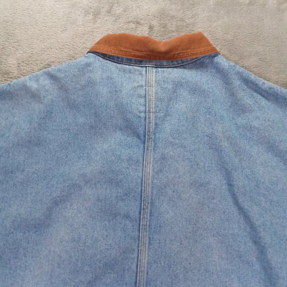 Vintage Sun Belt Denim Chore Coat Women XL Barn Jacket Embroidered Trees Cabin - Picture 4 of 15